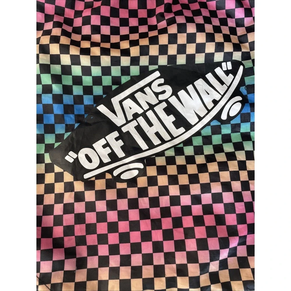 Vans Off The Wall Rainbow Checkerboard Drawstring Backpack Cinch Bag OS